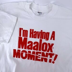 Stedman T-Shirt XL White Red Maalox Moment Graphic Vintage 90s Single Stitch USA